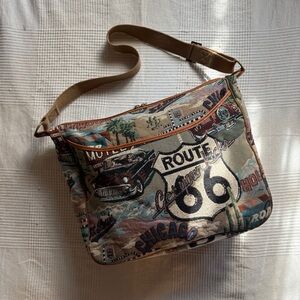Vintage Route 66 Travel Tapestry Overnight/Weekend Bag
